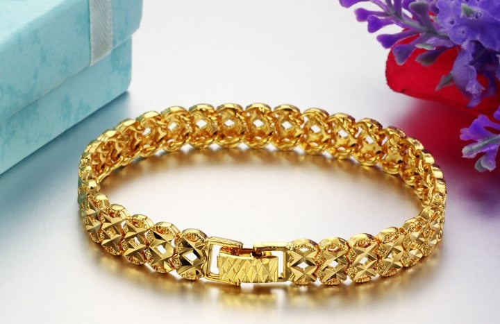 JEWELRY Gold Color Leisure Bracelet For Men/ Women  Selling Gold Color Bracelet 8.7mm