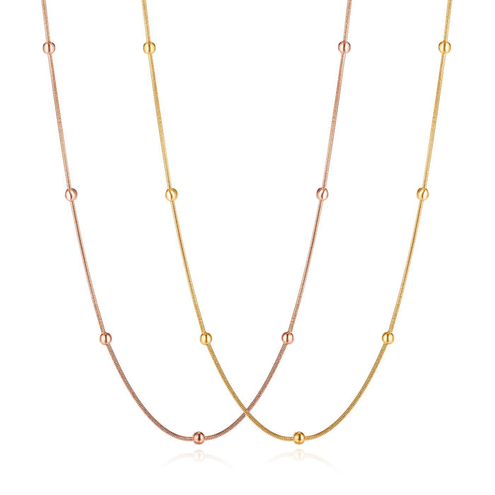 Women Chain Link Necklace Rose Gold/ Gold Minimalist Design Bead Clavicle Chain Stainless Steel Geometric Fashion