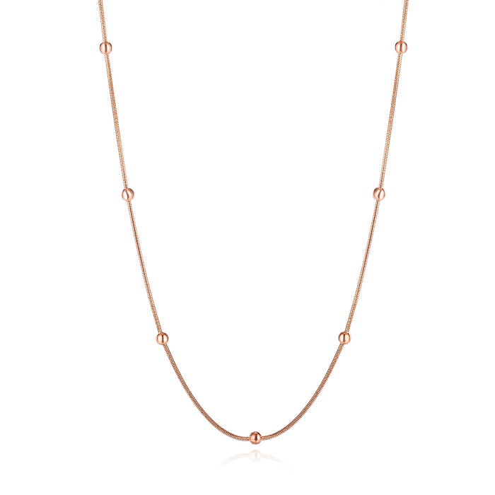 Women Chain Link Necklace Rose Gold/ Gold Minimalist Design Bead Clavicle Chain Stainless Steel Geometric Fashion