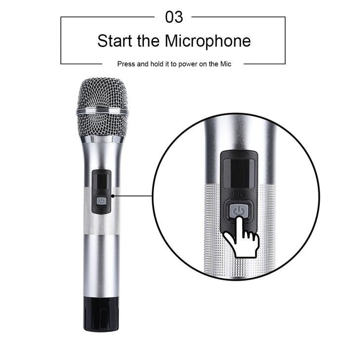Dual Wireless Bluetooth Karaoke Handheld Microphone Various Frequency with Receiver Box