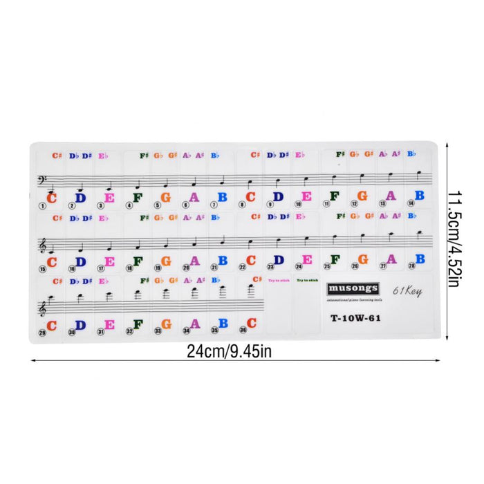 Piano Keys Sticker Set for 61 Key Keyboard Removable
