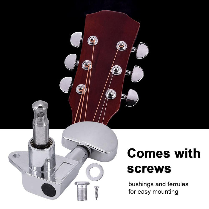 3L3R Guitar Tuning Pegs Locking Tuners Zinc Alloy Machine Heads Silver