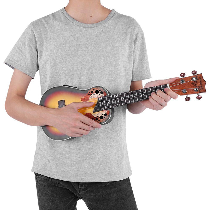 24 Inch EQ Concert Ukulele with Storage Bag Strap Audio Cable
