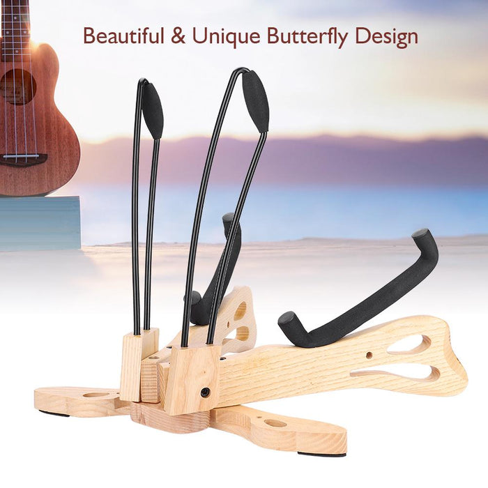 MA-38 Butterfly Shape Guitar Solid Wood Folding Stand Bracket Holder