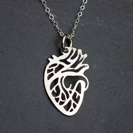 Anatomical Heart Necklace - science jewelry that makes great gifts for students and teachers in biology and medicine.