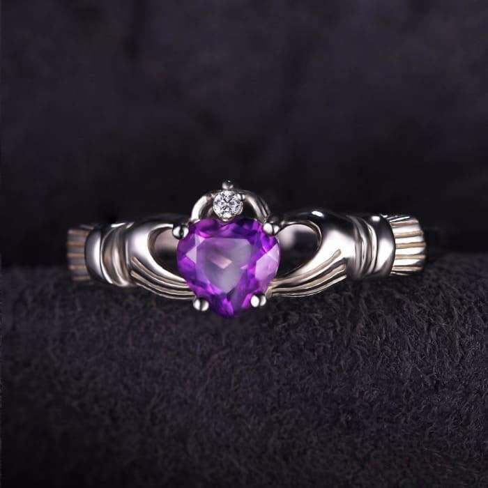 Amethyst and 925 Silver "Love" Ring