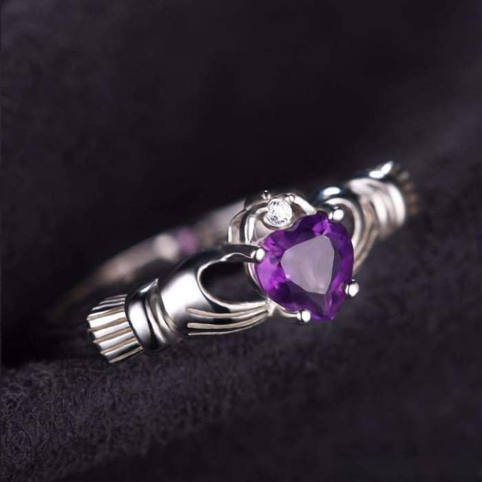 Amethyst and 925 Silver "Love" Ring