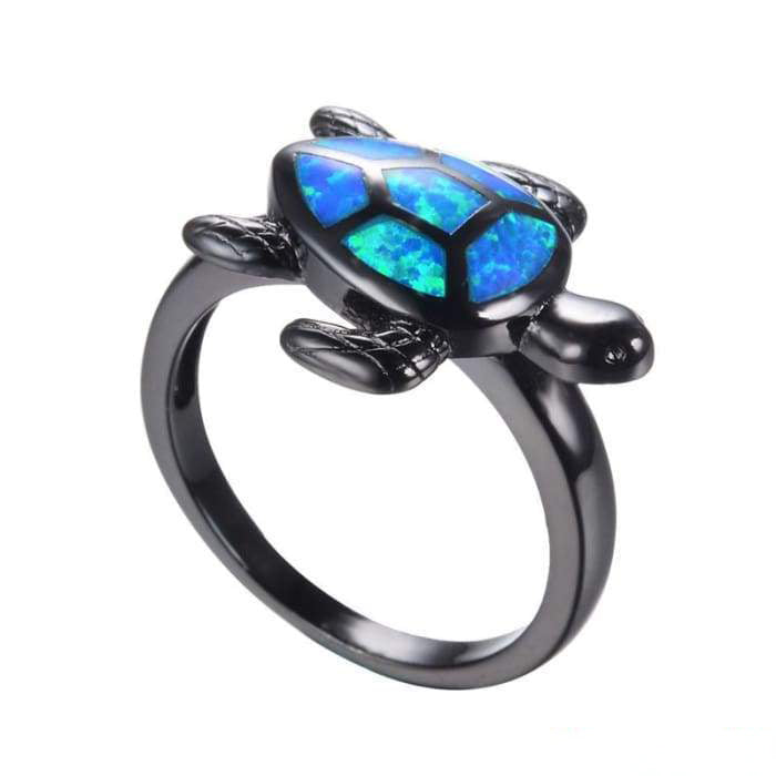 Turtle Ring in Black Opal