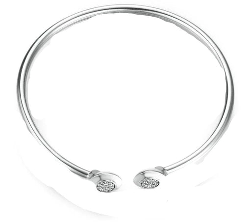 Bracelets 17CM / Silver Classic Stone Silver Bangle Bracelet