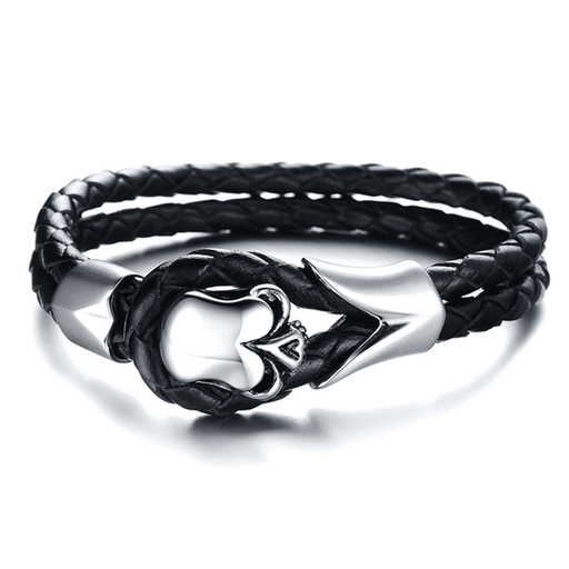 Dirty Skull Black Leather Men's Bracelet - Florence Scovel - 1