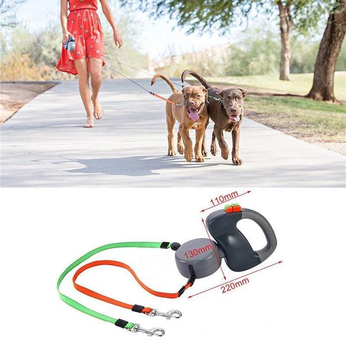 360° Tangle-Free, Heavy Duty Retractable Hoison Dog Leash with Anti-Slip Handle; One-Handed Brake, Pause, Lock. Easy Single Lock/Release Button and Ergonomic Handle