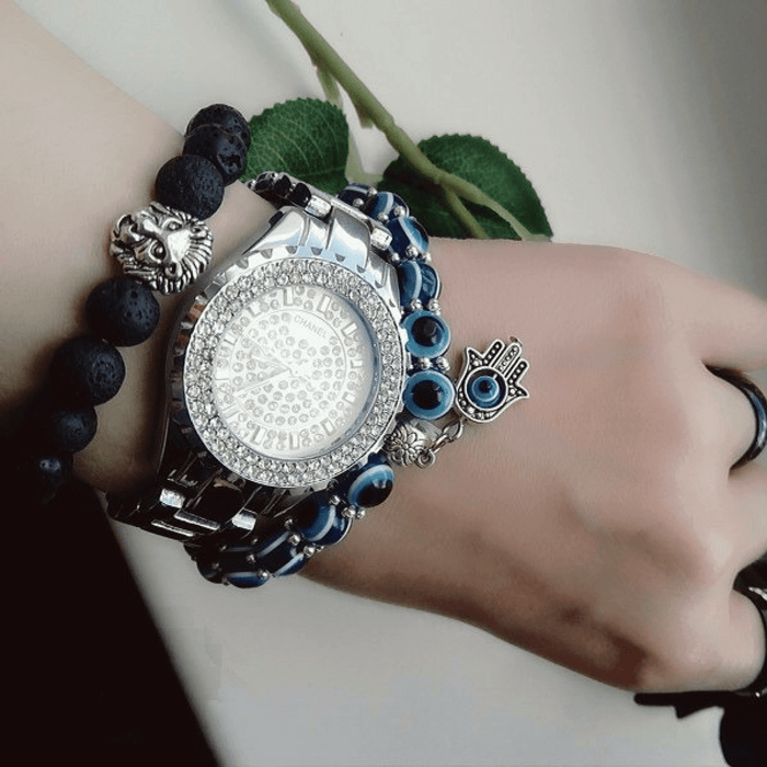 Handmade Evil Eye Glass Beads Hamsa Charm Bracelet