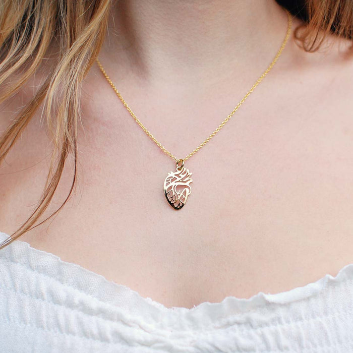 Anatomical Heart Necklace - science jewelry that makes great gifts for students and teachers in biology and medicine.