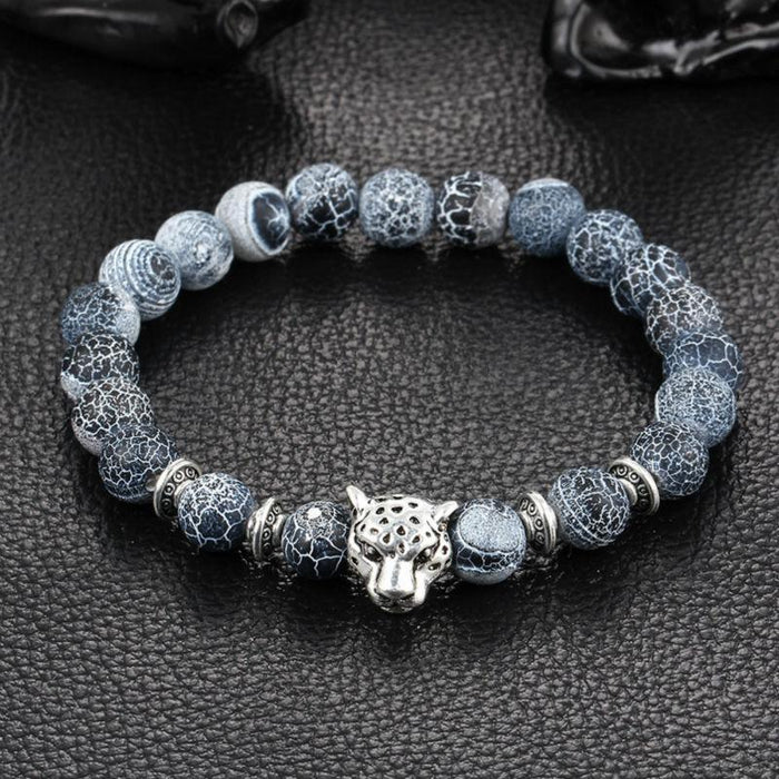 Leopard Charm Natural Stone Beads Bracelet