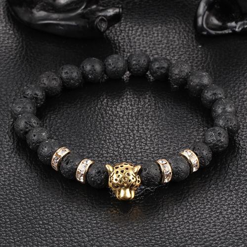 Leopard Charm Natural Stone Beads Bracelet
