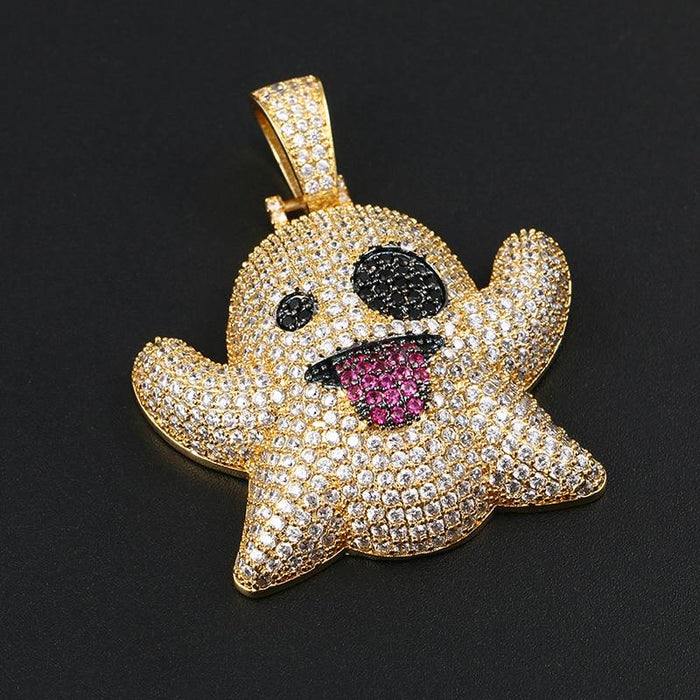 Cubic Zircon Ghost Pendant Necklace- Men's Hip Hop Jewelry