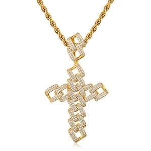 Hip Hop Cross Pendant Necklace- Bling Crystal Iced Out Chain