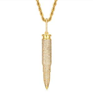 Hip Hop Bullet Pendant Necklace- Full Of Crystal Jewelry