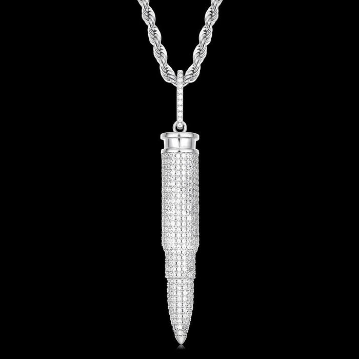 Hip Hop Bullet Pendant Necklace- Full Of Crystal Jewelry