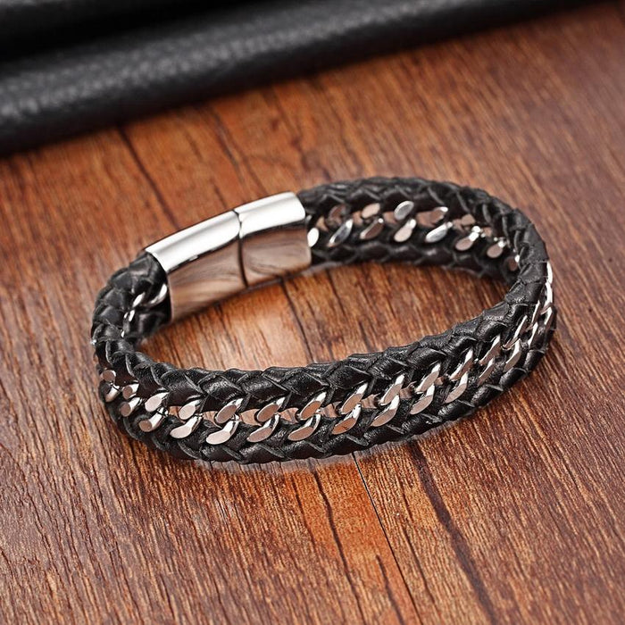 Steel + Leather Bracelet