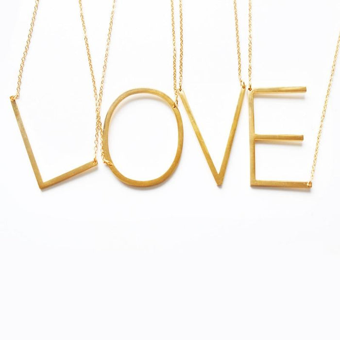 Initial  Gold Color 26 Letter  Necklace