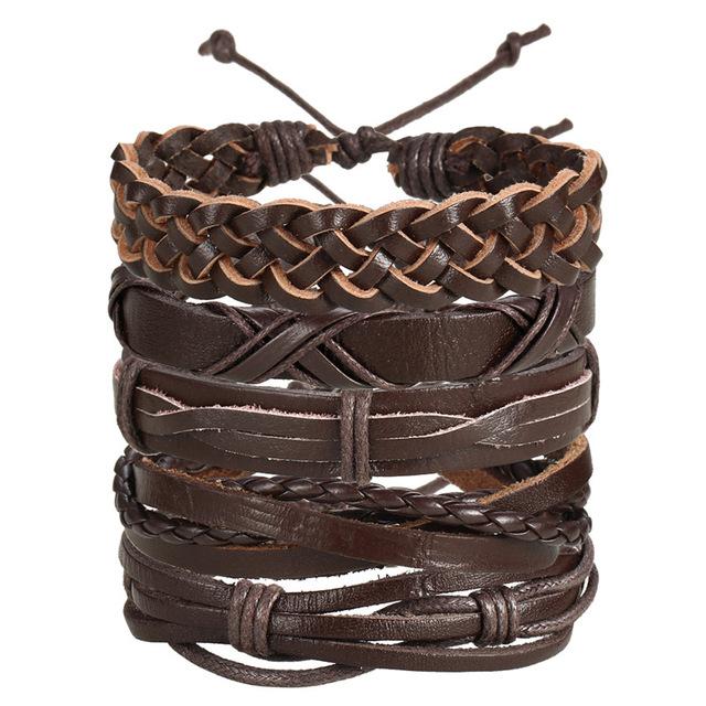 Black / Brown Vintage Multi-layer Leather Wrap Bracelet