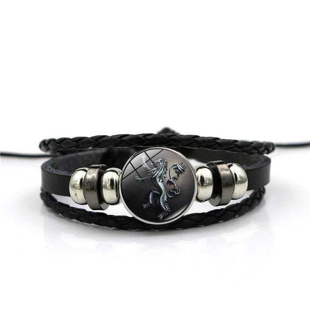 Game of Thrones House of Stark Wolf Cabochon Leather Bracelet