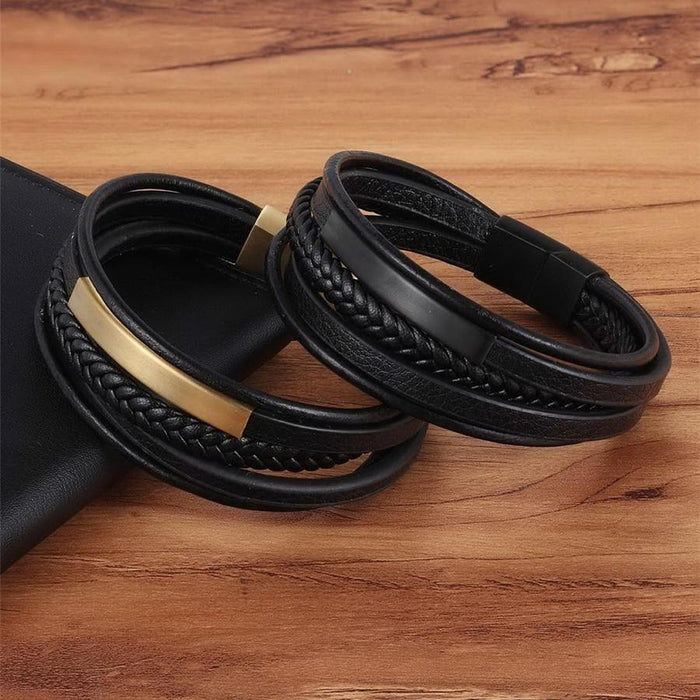 Classic Mixed Layer Leather Bracelet