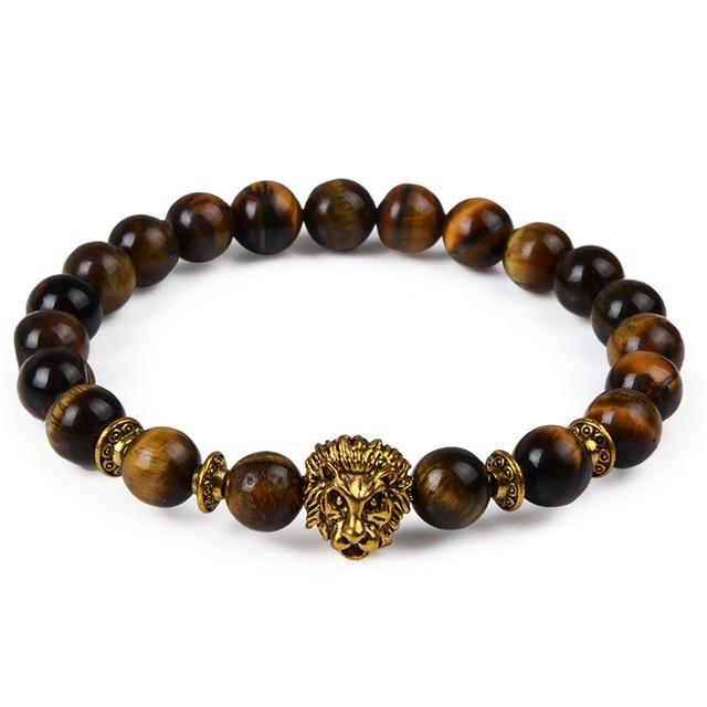 Animal Head Buddha Bead Natural Charm Stone Bracelet