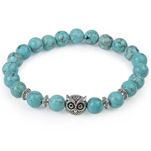 Animal Head Buddha Bead Natural Charm Stone Bracelet