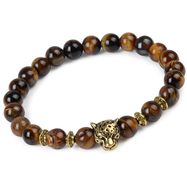 Animal Head Buddha Bead Natural Charm Stone Bracelet