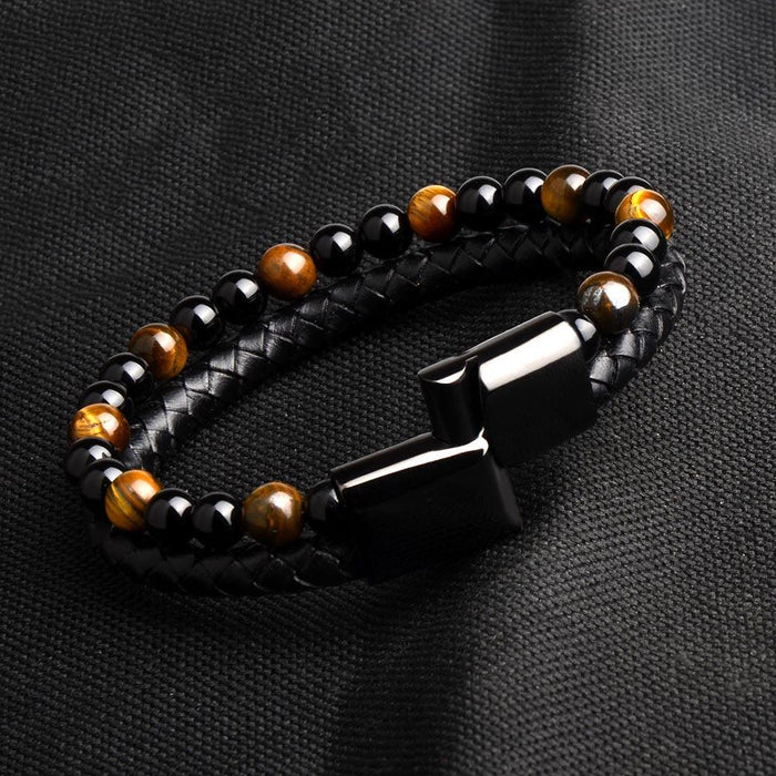 Stone and Leather Bracelet