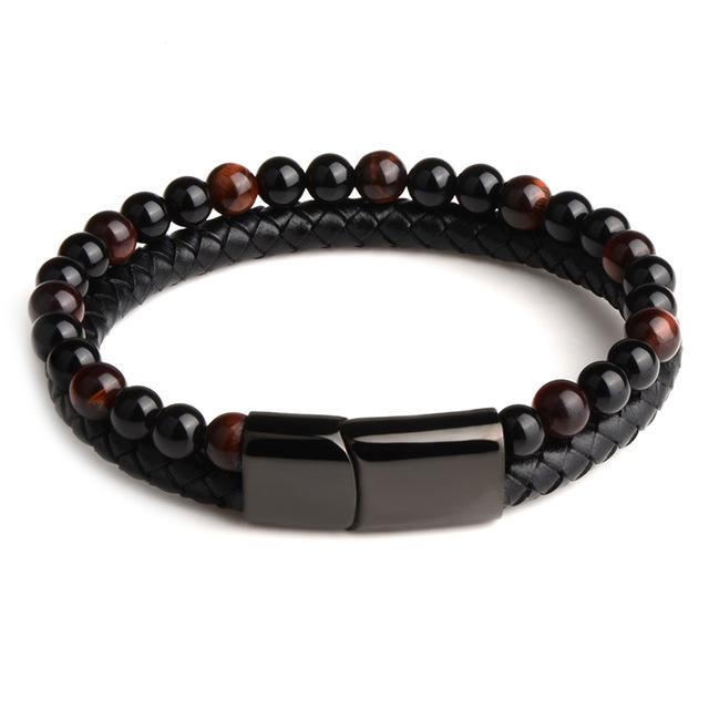 Stone and Leather Bracelet