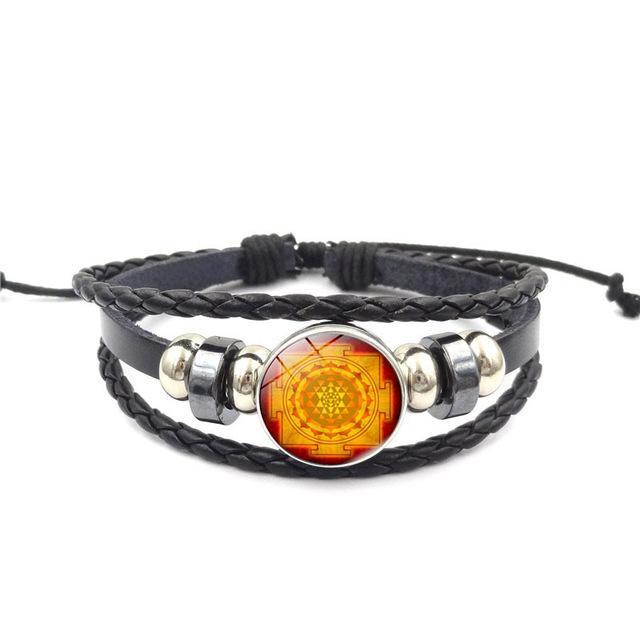 Sacred Sri Yantra Multilayer Leather Bracelet