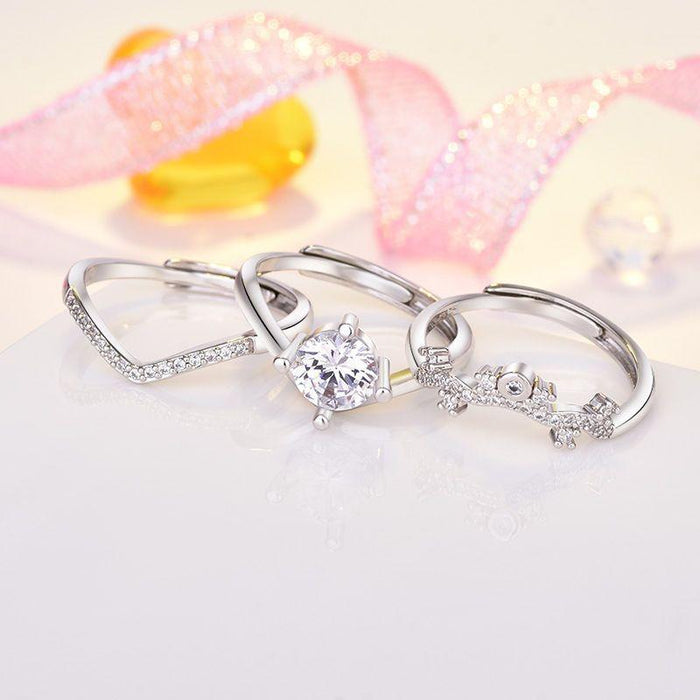 ✨Three-layer Crown Heart Ring♕adjustable
